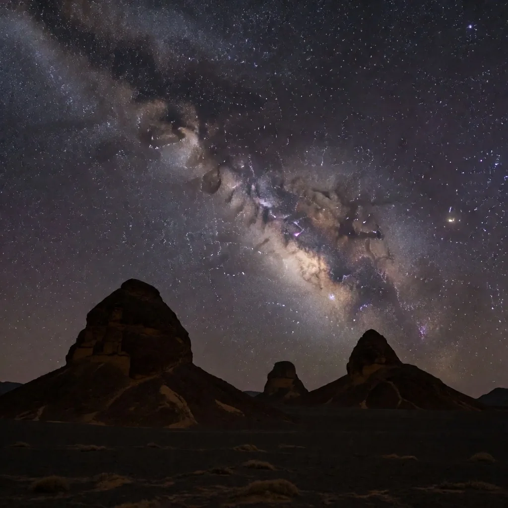 The Milky Way over a flat desert plain at night