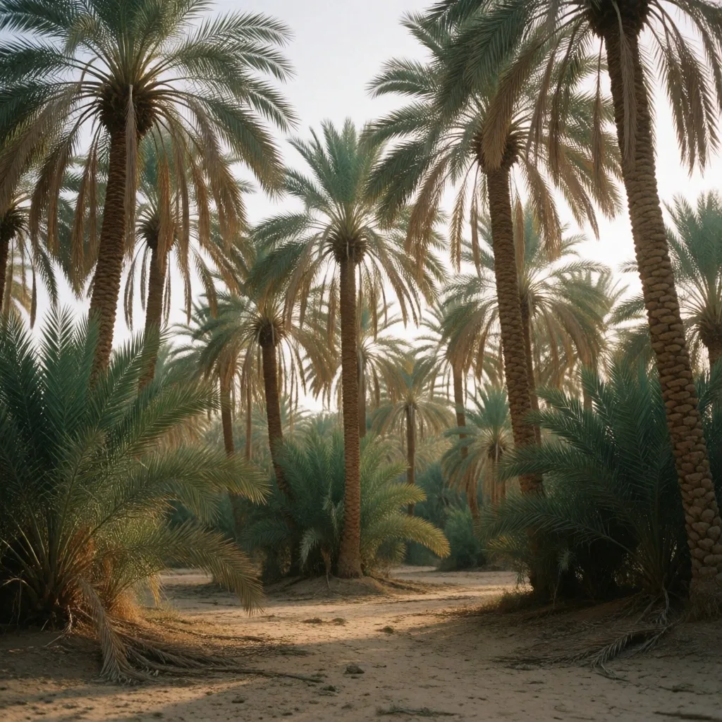Date palm grove near a desert oasis