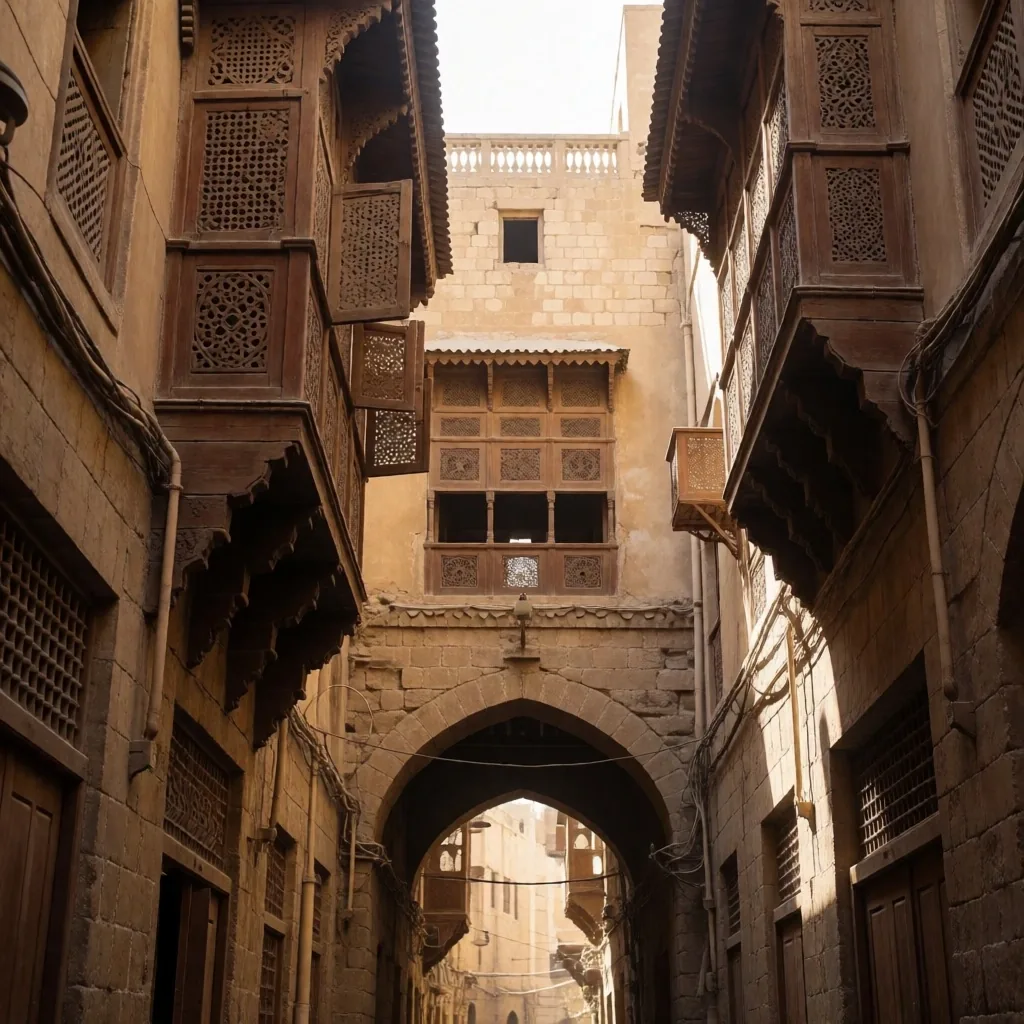 Old city alley with traditional architecture