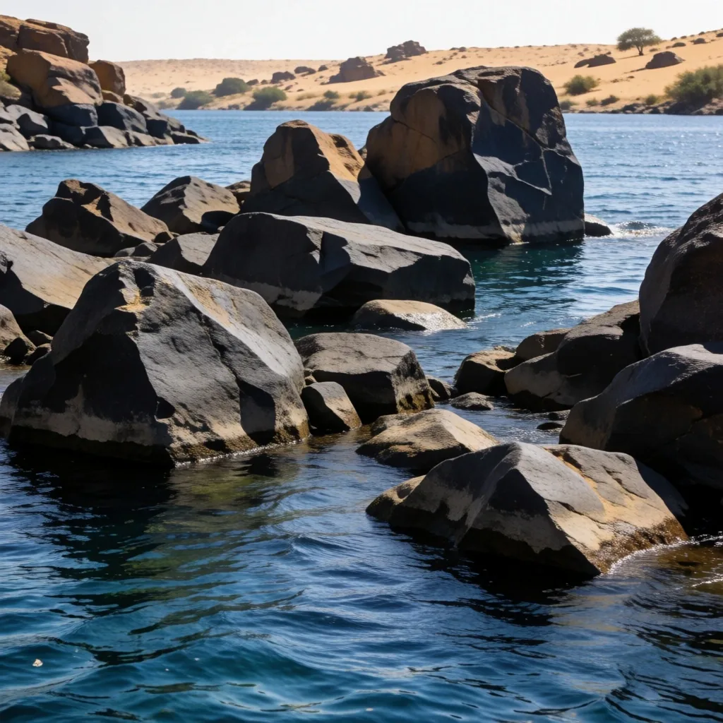 Southern cataract granite boulders in river