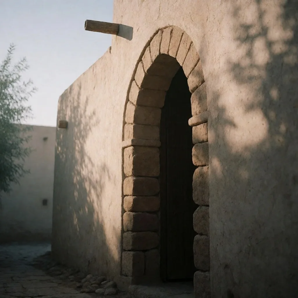 Palm shadows on a limestone wall