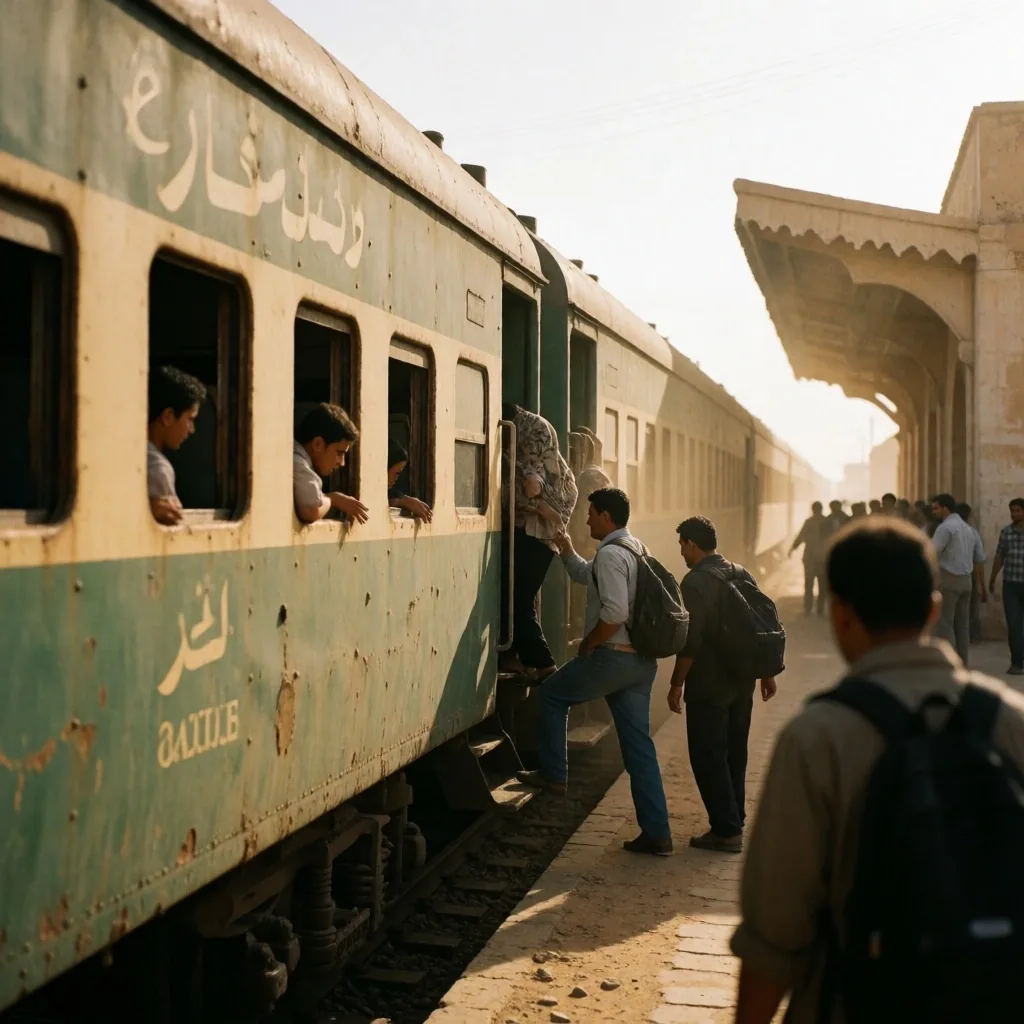Train carriage at an Egyptian station platform